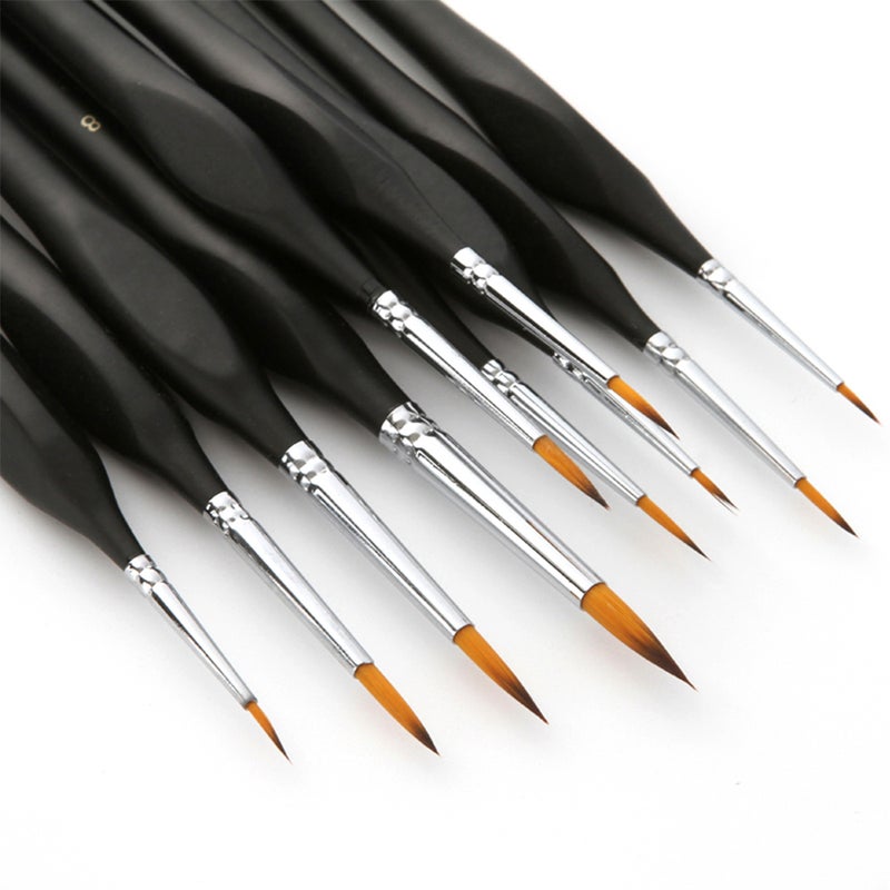 Detail Paint Brushes Set 10pcs Professional Miniature Fine Artist Painting Brushes Nylon Hair Ergonomic Wooden Handle Art Paintbrush for Acrylic Oil Watercolor Nail Face Craft Rock Model Painting - Image 5
