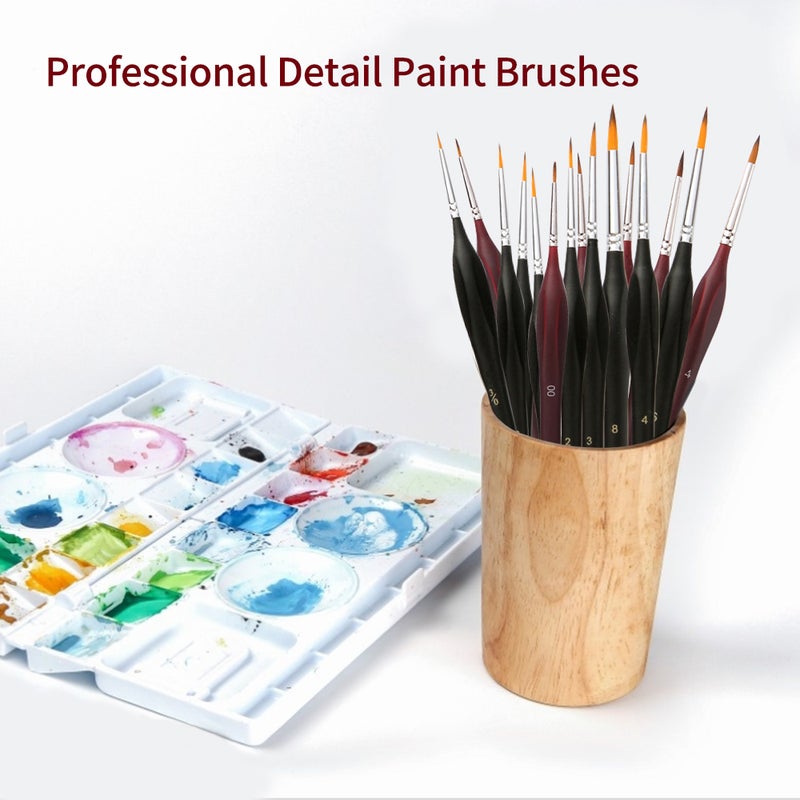 Detail Paint Brushes Set 10pcs Professional Miniature Fine Artist Painting Brushes Nylon Hair Ergonomic Wooden Handle Art Paintbrush for Acrylic Oil Watercolor Nail Face Craft Rock Model Painting - Image 2