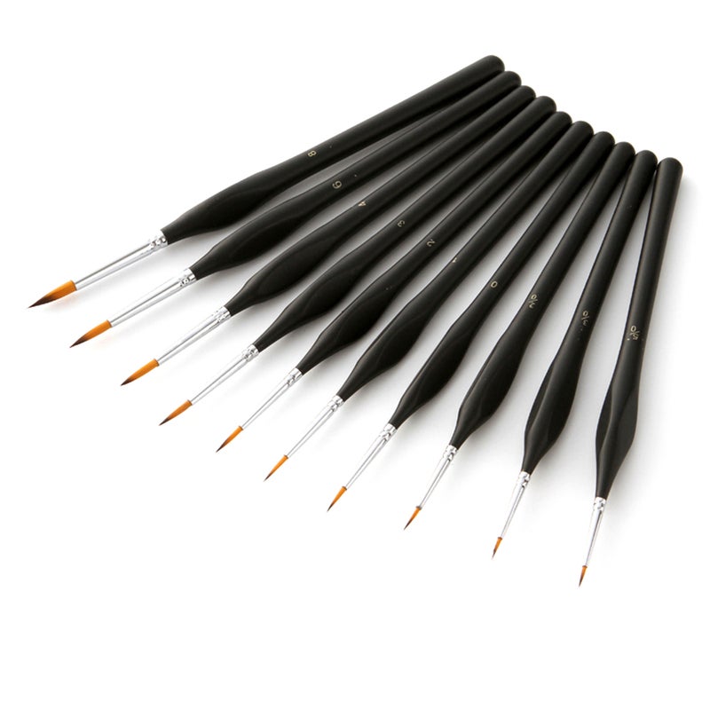 Detail Paint Brushes Set 10pcs Professional Miniature Fine Artist Painting Brushes Nylon Hair Ergonomic Wooden Handle Art Paintbrush for Acrylic Oil Watercolor Nail Face Craft Rock Model Painting - Image 1