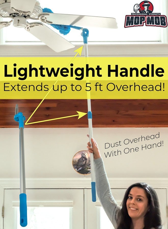 Mop Mob Extendable Washable Microfiber Duster and Blind Cleaner w/Pivoting Head and Extension Pole. Telescopic Arm and Flexible Heads for Easy Ceiling and Cobweb Dusting. Detachable Dusters = Quick Cleaning - Image 3