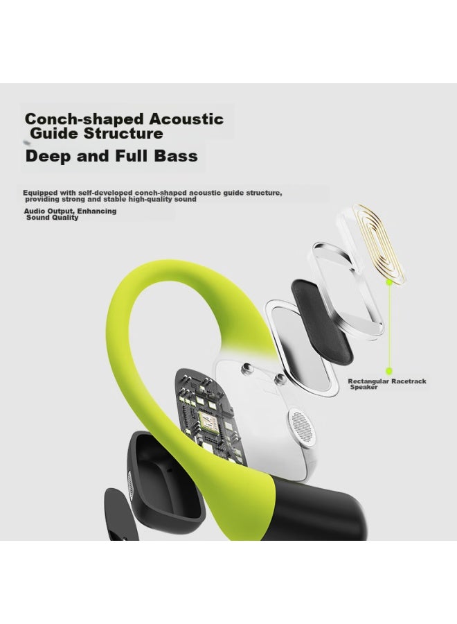Langston Lanston Airfit Bluetooth Earhook Headphones With Bone Conduction Concept Open-ear Design Dual Mic Noise Reduction For Sports Running Cycling Compatible With Apple Xiaomi Phones Firefly Green - Image 3