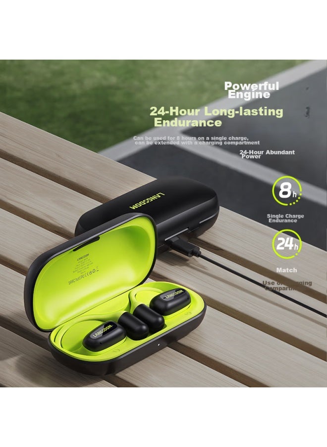 Langston Lanston Airfit Bluetooth Earhook Headphones With Bone Conduction Concept Open-ear Design Dual Mic Noise Reduction For Sports Running Cycling Compatible With Apple Xiaomi Phones Firefly Green - Image 5
