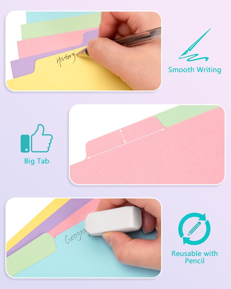 Dynta 3 Ring Binder Dividers with 5 Tabs Bulk 150 Pcs/30 Sets 8.5 x 11 Inches, Letter Size, 5 Colors Durable Paper 3 Hole Punch Index Divider for Kids, Women, Students - Image 3