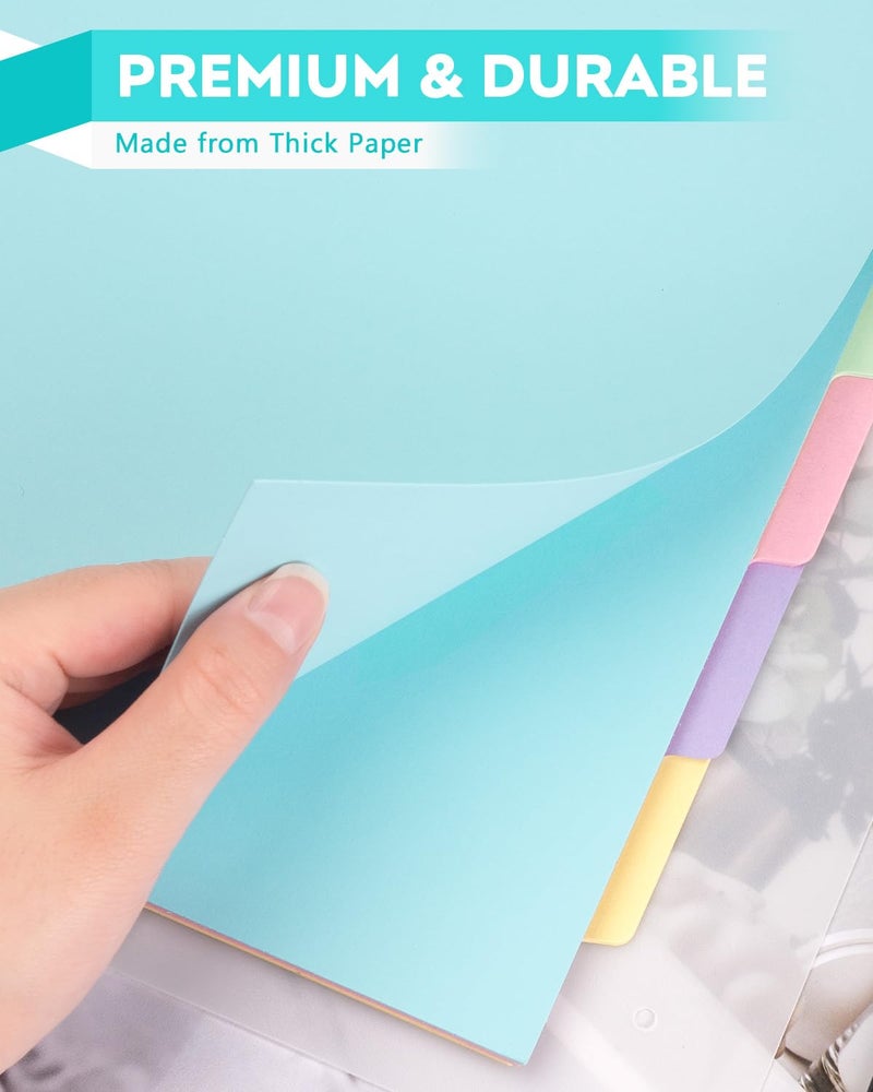 Dynta 3 Ring Binder Dividers with 5 Tabs Bulk 150 Pcs/30 Sets 8.5 x 11 Inches, Letter Size, 5 Colors Durable Paper 3 Hole Punch Index Divider for Kids, Women, Students - Image 4