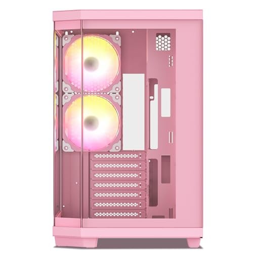Vetroo CT3 ATX Mid-Tower Gaming Computer PC Case, Dual Chamber Panoramic Tempered Glass, Supports 360mm Radiator & 11 Fans, Up to 410mm GPU, Type-C Ready, High-Airflow for 50 Series GPUs - Pink - Image 2