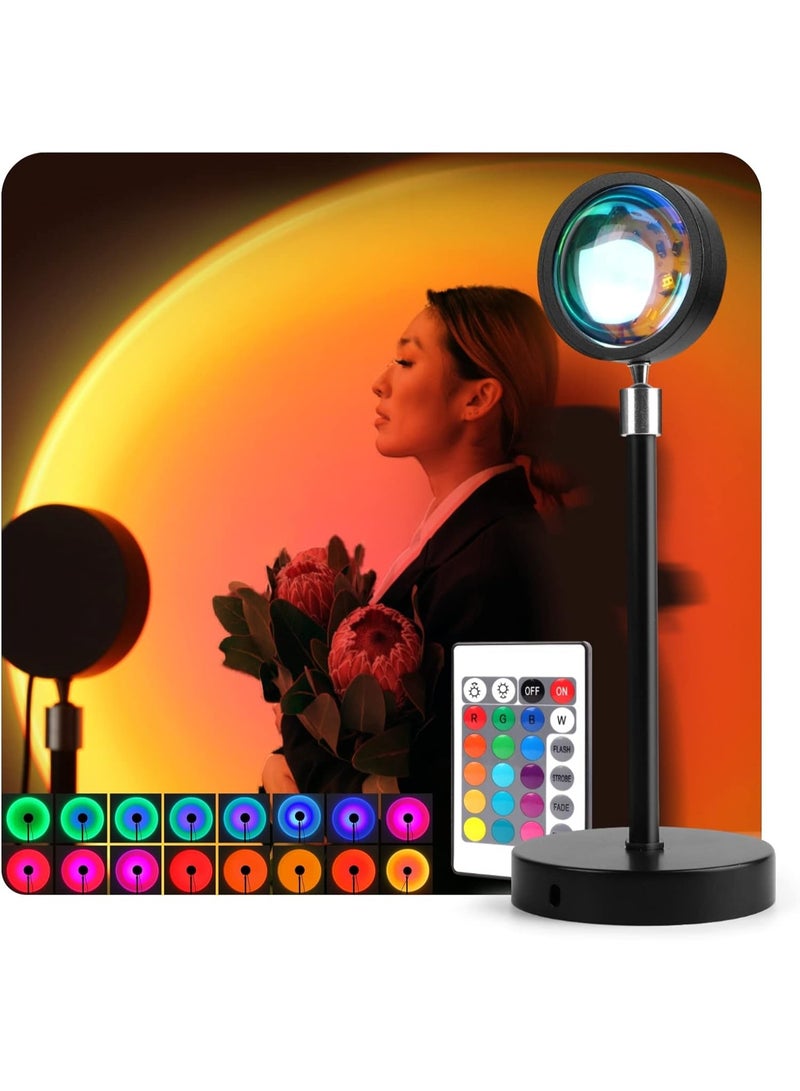 Baytion 360° Rotatable Sunset Lamp, Baytion RGB 16 Colors & 4 Modes Remote LED Sunset Light Romantic Night Light For Bedroom Decor/Living Room/Kid's - Image 1