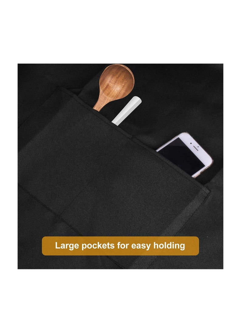 KASTWAVE Waist Apron, KASTWAVE Black Half Aprons Short Cloth Aprons Men and Women Waitress Apron for Home Kitchen Restaurant Work Bistro Gardening Chef Waiter Cooking and Baking (2 Packs) - Image 3