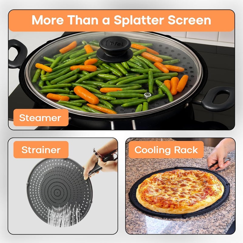 Beckon Ware Splatter Screen for Frying Pan | USA Brand | 11-Inch Black, Fit Pans (6" to 11") Silicone Grease Splatter Guard for Frying Pan and Stove by - Image 3