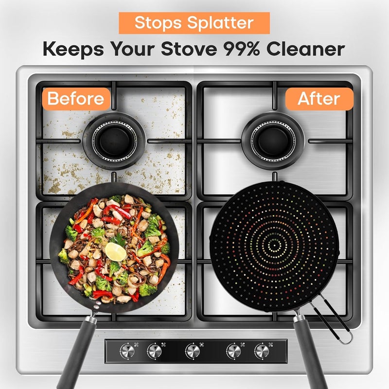 Beckon Ware Splatter Screen for Frying Pan | USA Brand | 11-Inch Black, Fit Pans (6" to 11") Silicone Grease Splatter Guard for Frying Pan and Stove by - Image 2