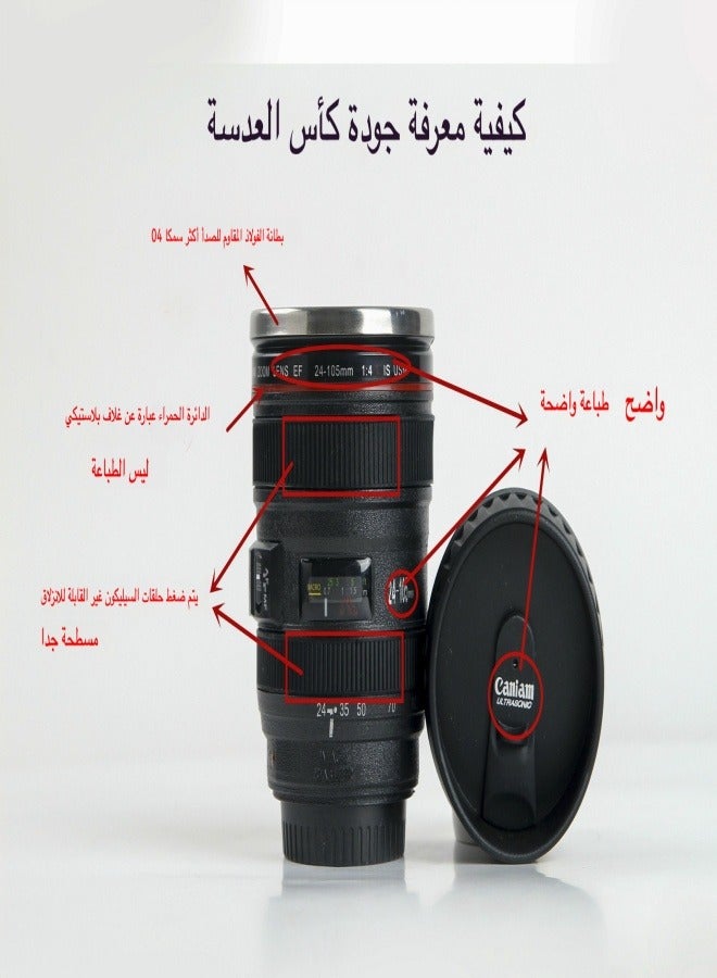 Camera Lens Thermos Cup, 400ml SLR Water Cup with Stainless Steel Liner, Insulated Coffee Mug for Photography Enthusiasts  - Image 4