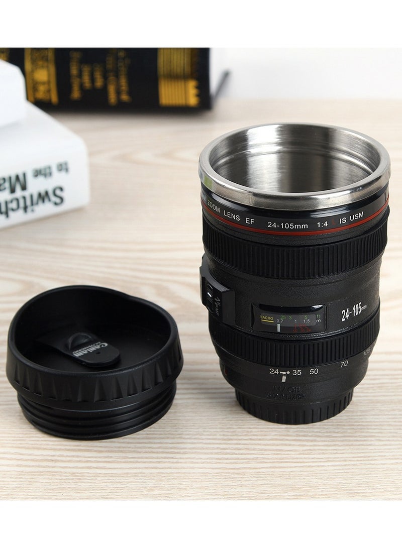 Camera Lens Thermos Cup, 400ml SLR Water Cup with Stainless Steel Liner, Insulated Coffee Mug for Photography Enthusiasts  - Image 1