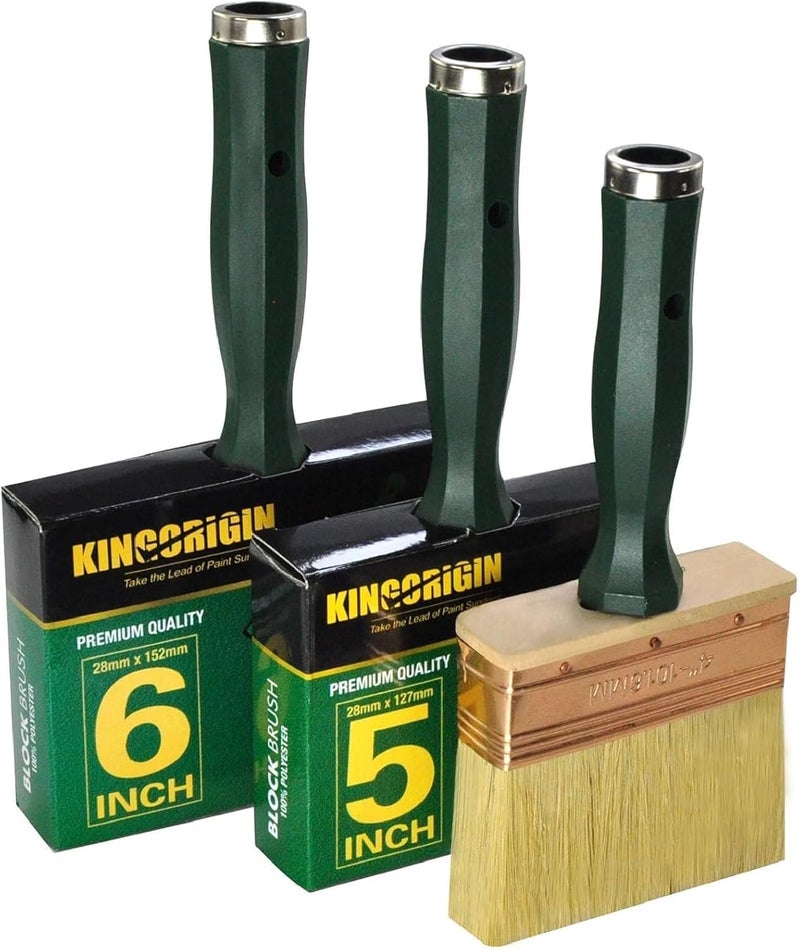 KingOrigin Deck Stain Brush Set, 3 Pack Large Paint Brushes (4", 5", 6") with Threaded Extension Hole, Deck Stain Applicator, Masonry Brush, Stain Brushes for Wood Deck, Fence, Walls and Furniture - Image 1