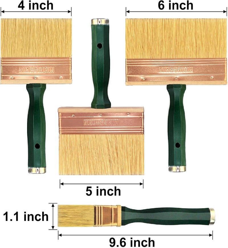KingOrigin Deck Stain Brush Set, 3 Pack Large Paint Brushes (4", 5", 6") with Threaded Extension Hole, Deck Stain Applicator, Masonry Brush, Stain Brushes for Wood Deck, Fence, Walls and Furniture - Image 2