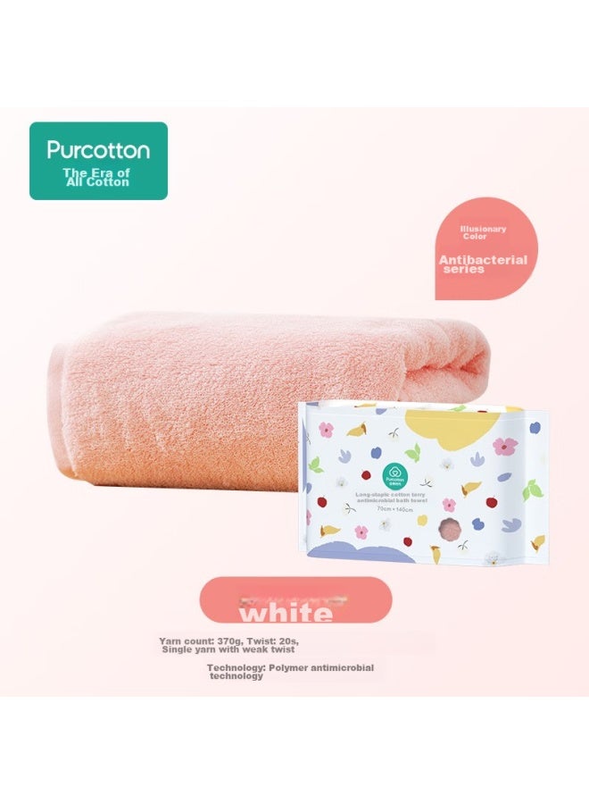 Purcotton Bath Towel, 100% Cotton, Antibacterial, Extra Large And Thick, Absorbent, Lint-free, Shower Towel, Cherry Blossom Pink, 70*140cm - Image 1