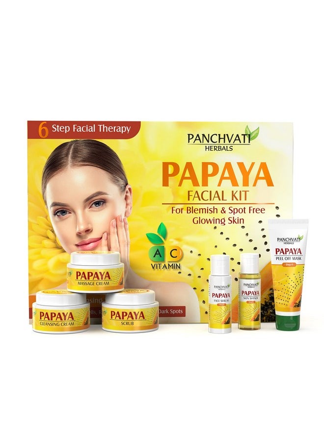 Panchvati Herbals Papaya Facial Kit For Blemish Free Anti Pigmentation Brighter And Fairer Skin All Skin Types 180Gm + 50Ml  - Image 1