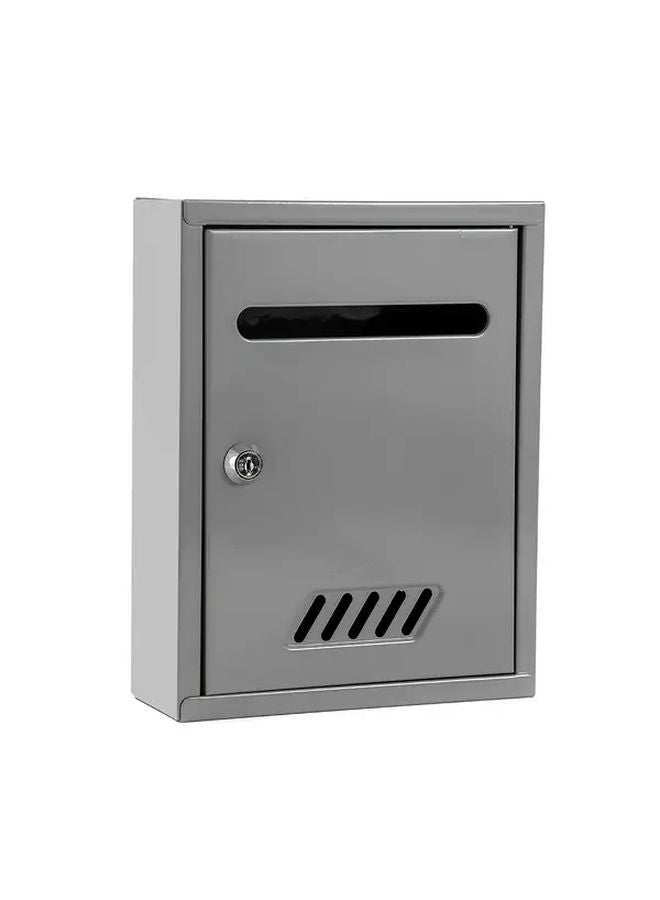 صندوق بريد خارجي آمن رمادي مع علاق حائطي مقاوم للماء ومقترحات معدنية بقفل - Image 1