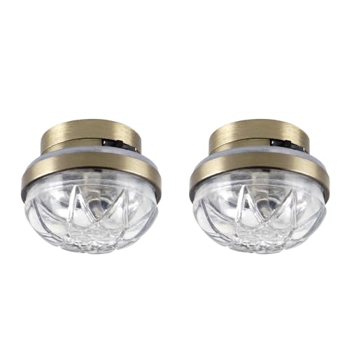Waldosia 112 Scale Miniature LED Ceiling Lamp Set 2Pack Clear Etched Shade Dollhouse Lighting Fixture Brass - Image 1
