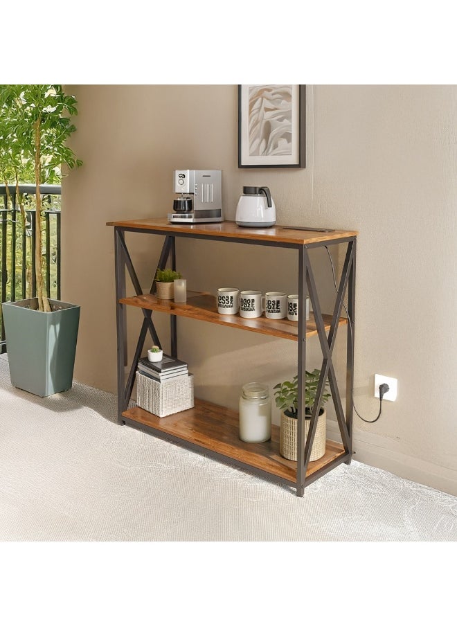 AGD - Adjustable Console Table with Charging Station, Entryway Table, Coffee Corner with Storage Shelf and Power Outlet Entryway Table for Couch Hallway Entrance Living Room - Image 1