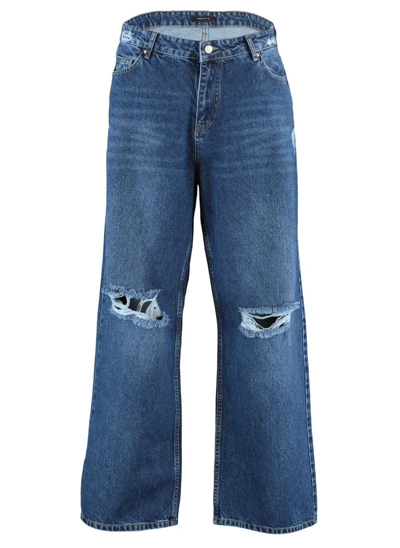 Trendyol Curve Ripped Straight Jeans