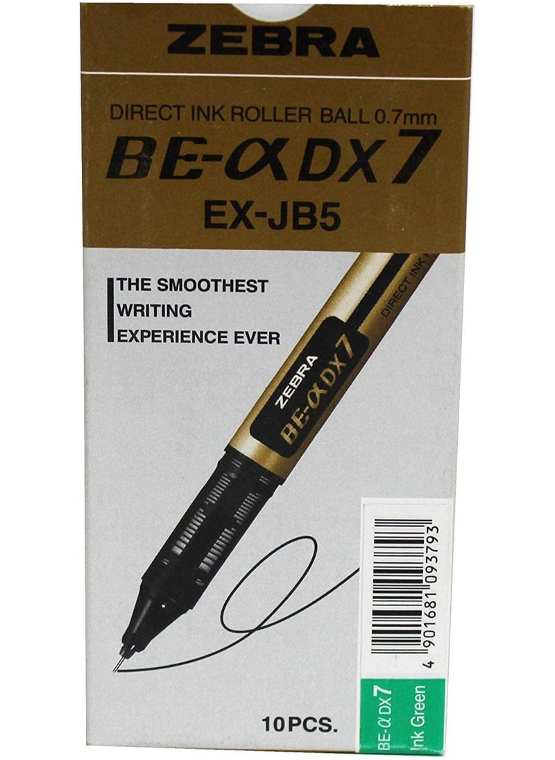 ZEBRA 10 Piece DX7 Direct Ink Roller Green Ink 0.7mm  - Image 2
