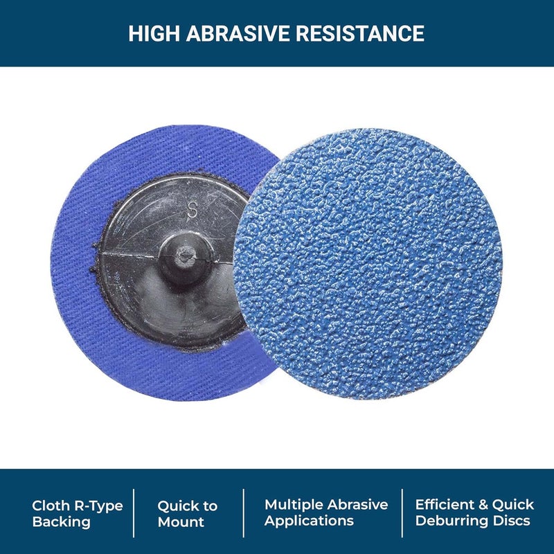 Benchmark Abrasives 2 Inch Sanding Discs Quick Change Zirconia - Male R Type Backing Drill & Die Grinder Sanding Disc for Deburring Polishing Rust Remover for Metal Paint Stripper (25 Pack), 24 Grit - Image 3
