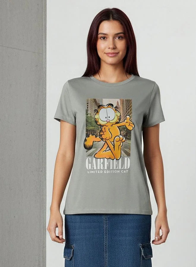 SP Characters Cotton T-shirt with Garfield Print