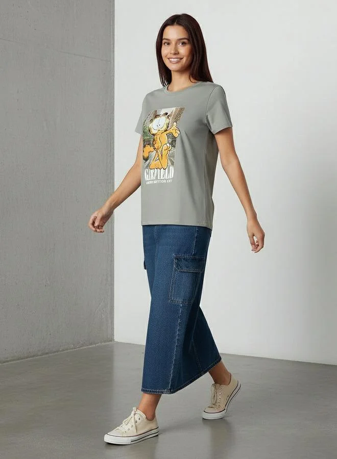 SP Characters Cotton T-shirt with Garfield Print