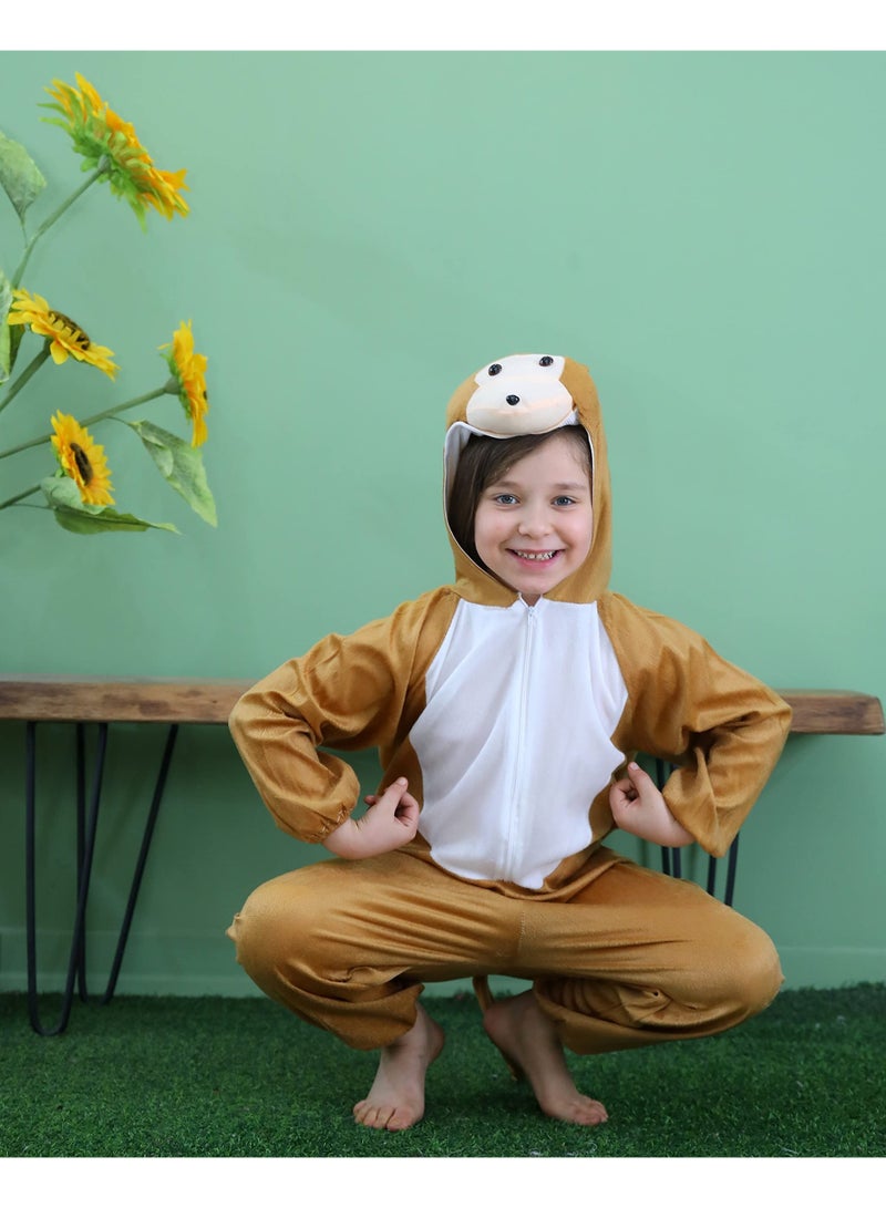 Toy Box Kids Monkey Costume Jumpsuit with Hood, Animal Fancy Dress, Party Outfit, Size XL(8-10Years) - Image 5