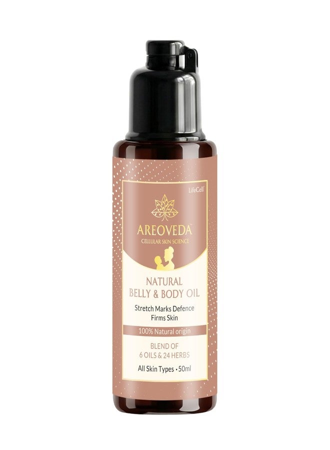 AreoVeda Natural Belly & Body Oil | Suitable for Stretch marks | Boosts Elasticity & Skin Firmness | With Almond Oil, Shatavari & Coffee | Relieves Stress | Pregnancy & Breastfeeding Safe| 50ml - Image 1