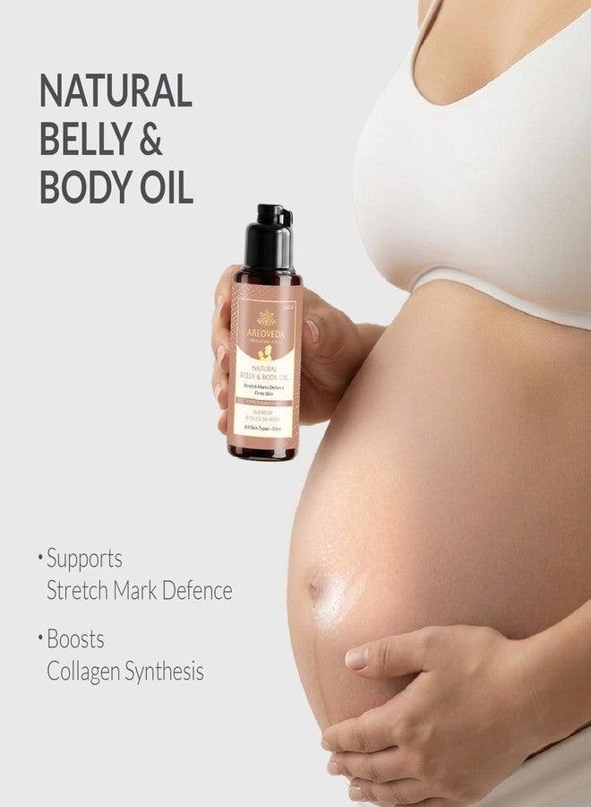 AreoVeda Natural Belly & Body Oil | Suitable for Stretch marks | Boosts Elasticity & Skin Firmness | With Almond Oil, Shatavari & Coffee | Relieves Stress | Pregnancy & Breastfeeding Safe| 50ml - Image 2