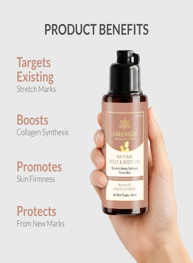 AreoVeda Natural Belly & Body Oil | Suitable for Stretch marks | Boosts Elasticity & Skin Firmness | With Almond Oil, Shatavari & Coffee | Relieves Stress | Pregnancy & Breastfeeding Safe| 50ml - Image 4