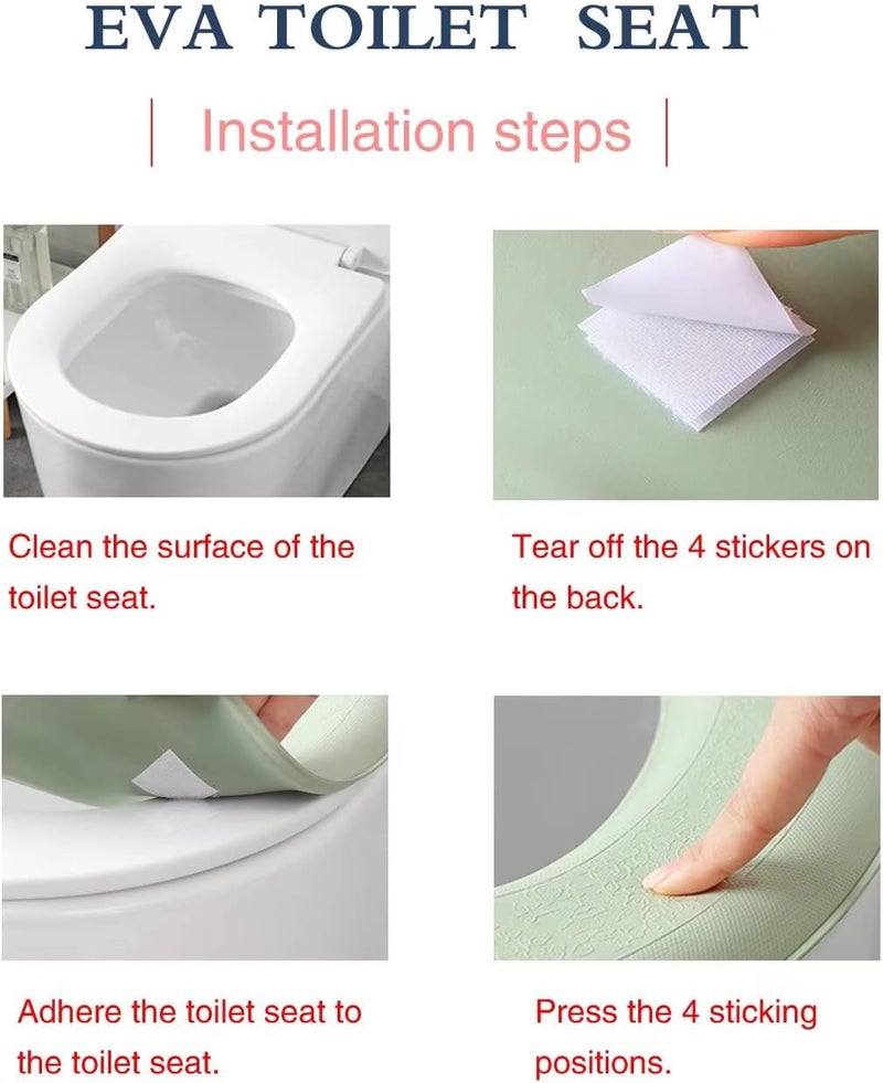 YANMENG Toilet Seat Warmer, Elongated Toilet Seat Cover, Padded Toilet Seat Cushion, O-shaped Washable or Portable Toilet Lid Tank Cover.（Matcha Green 2 Pcs) - Image 2