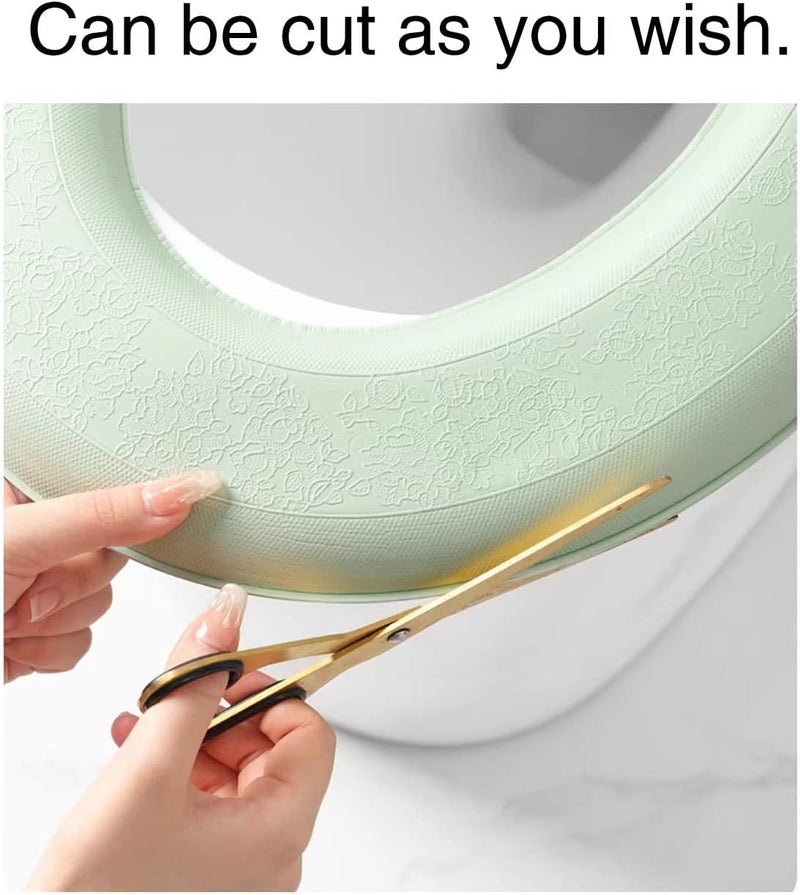 YANMENG Toilet Seat Warmer, Elongated Toilet Seat Cover, Padded Toilet Seat Cushion, O-shaped Washable or Portable Toilet Lid Tank Cover.（Matcha Green 2 Pcs) - Image 5