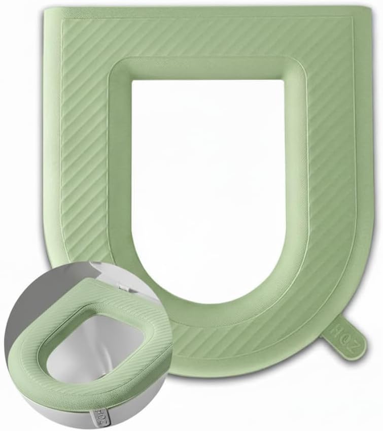 YANMENG Toilet Seat Warmer, Elongated Toilet Seat Cover, Padded Toilet Seat Cushion, O-shaped Washable or Portable Toilet Lid Tank Cover.（Matcha Green 2 Pcs) - Image 1