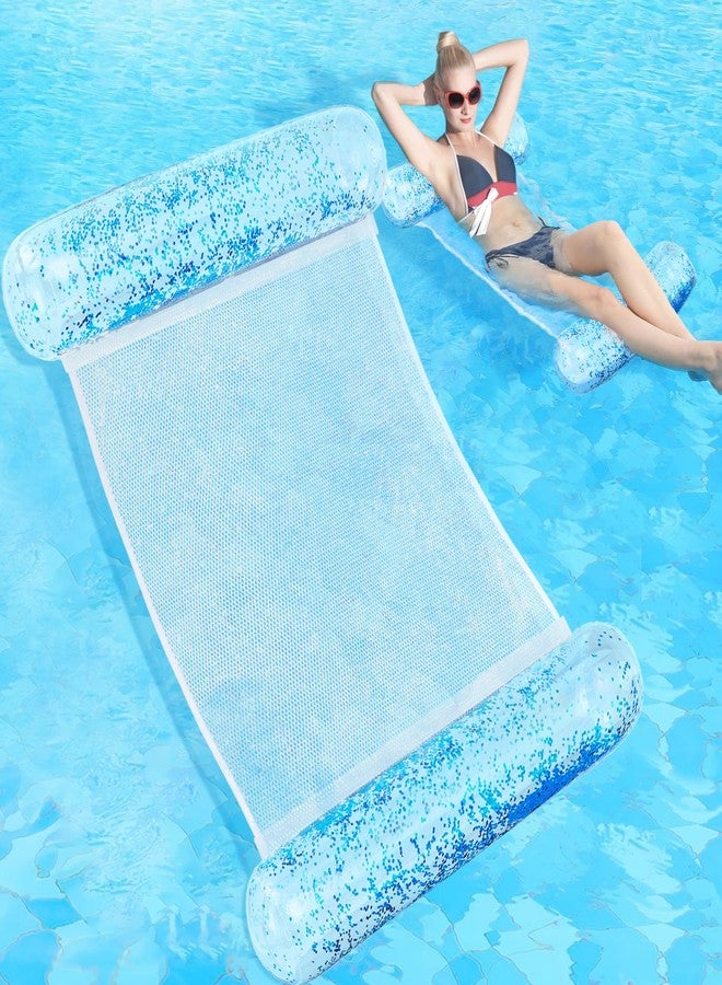 سراتي أرجوحة حمام سباحة قابلة للنفخ من سترات، لامعة، 4 في 1، متعددة الأغراض، عوامات حمام سباحة قابلة للنفخ، للبالغين، أرجوحة مائية من مادة PVC، عوامات استرخاء للحفلات (أزرق) - Image 1