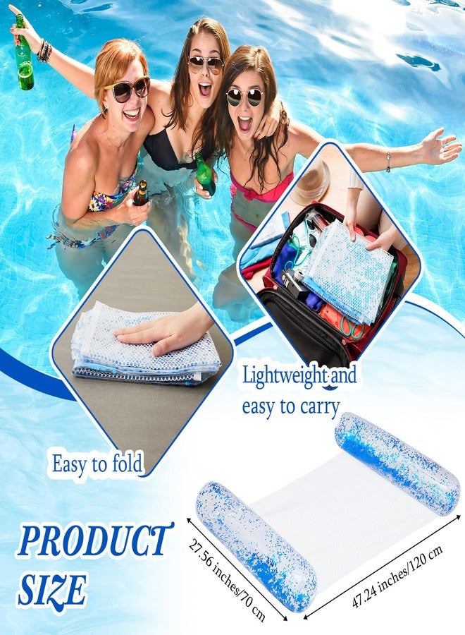 سراتي أرجوحة حمام سباحة قابلة للنفخ من سترات، لامعة، 4 في 1، متعددة الأغراض، عوامات حمام سباحة قابلة للنفخ، للبالغين، أرجوحة مائية من مادة PVC، عوامات استرخاء للحفلات (أزرق) - Image 2