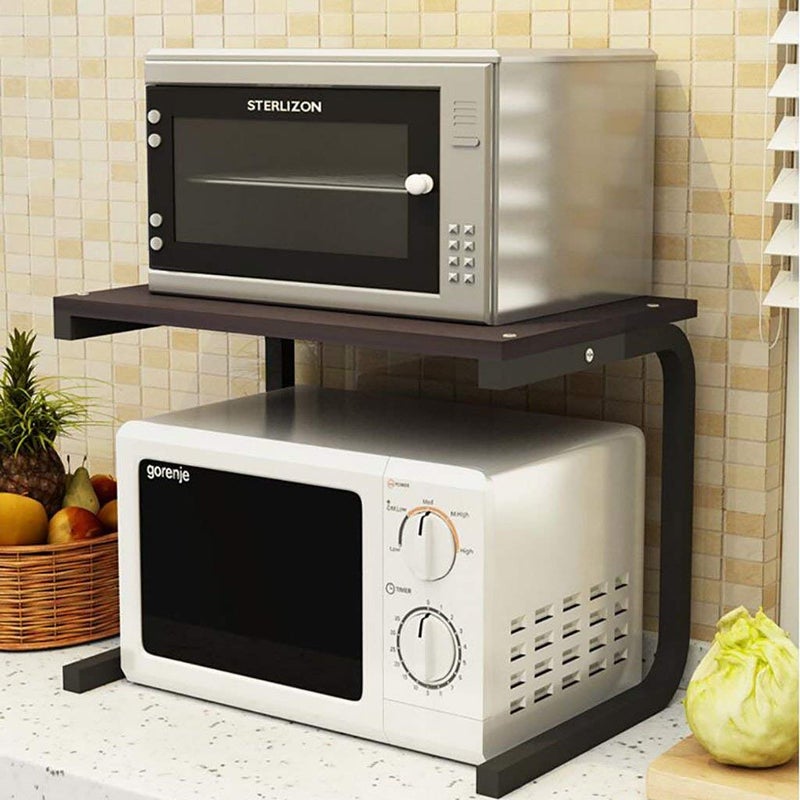 INDIAN DECOR INDIAN DECOR Metal MultiFunction Modern Space Saving Microwave Oven MDF Top Kitchen Storage Rack BLACK 57 x 38 x 41 cm  - Image 3