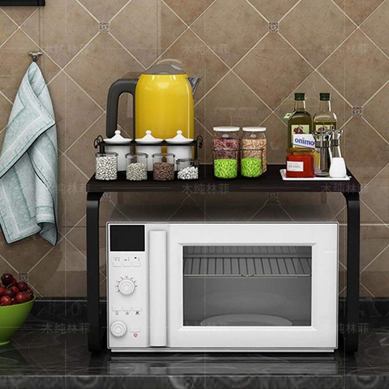 INDIAN DECOR INDIAN DECOR Metal MultiFunction Modern Space Saving Microwave Oven MDF Top Kitchen Storage Rack BLACK 57 x 38 x 41 cm  - Image 5