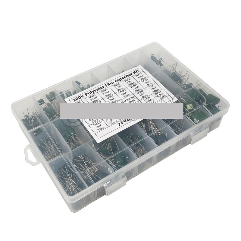 24 Values 660pcs Polyester Film Capacitor Kit 100V 2A221J To 2A474J Assorted Set - Image 1