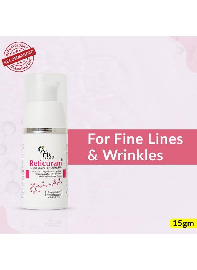 FIXDERMA .05% Pure Retinol Reticuram Face Serum For Anti Aging Boost Collagen Night Face Serum With Retinol & Vitamin C To Reduce Fine Lines & Wrinkles For Unisex 15Ml  - Image 2
