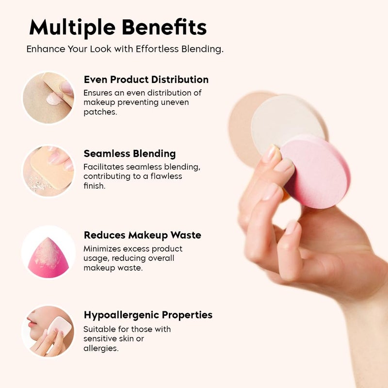 Multibrite 6 Pcs Beauty Blender Sponge Set, Blending Puff for Flawles Makeup, Beauty Blender for Liquid Foundation, Cream, Powder, Wet & Dry Makeup Applicator for Girls & Women (Multicolor) - Image 4
