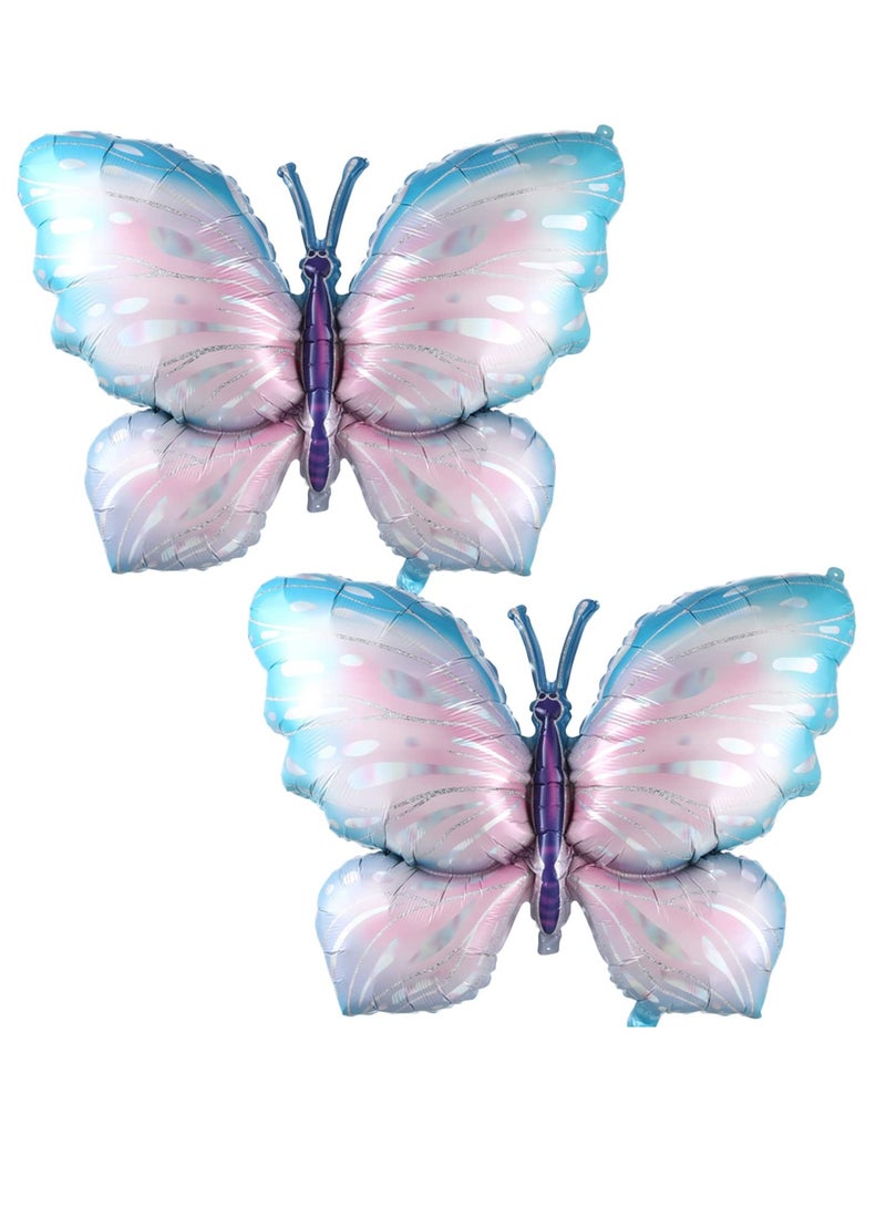 Party 2pcs gradient powder blue large size 74*100cm balloon aluminum foil balloon butterfly theme party wedding birthday party supplies baby shower party ornament butterfly mylar balloon - Image 1