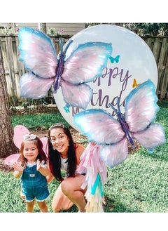 Party 2pcs gradient powder blue large size 74*100cm balloon aluminum foil balloon butterfly theme party wedding birthday party supplies baby shower party ornament butterfly mylar balloon  - Image 4