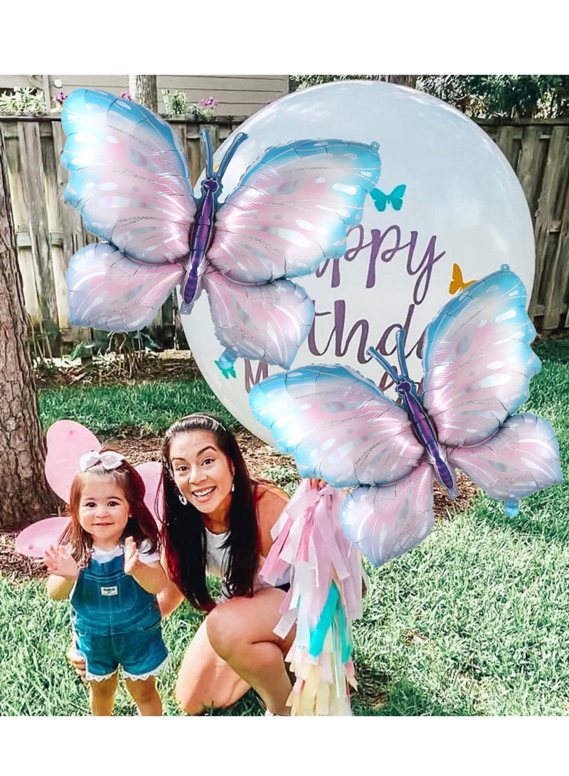Party 2pcs gradient powder blue large size 74*100cm balloon aluminum foil balloon butterfly theme party wedding birthday party supplies baby shower party ornament butterfly mylar balloon - Image 4