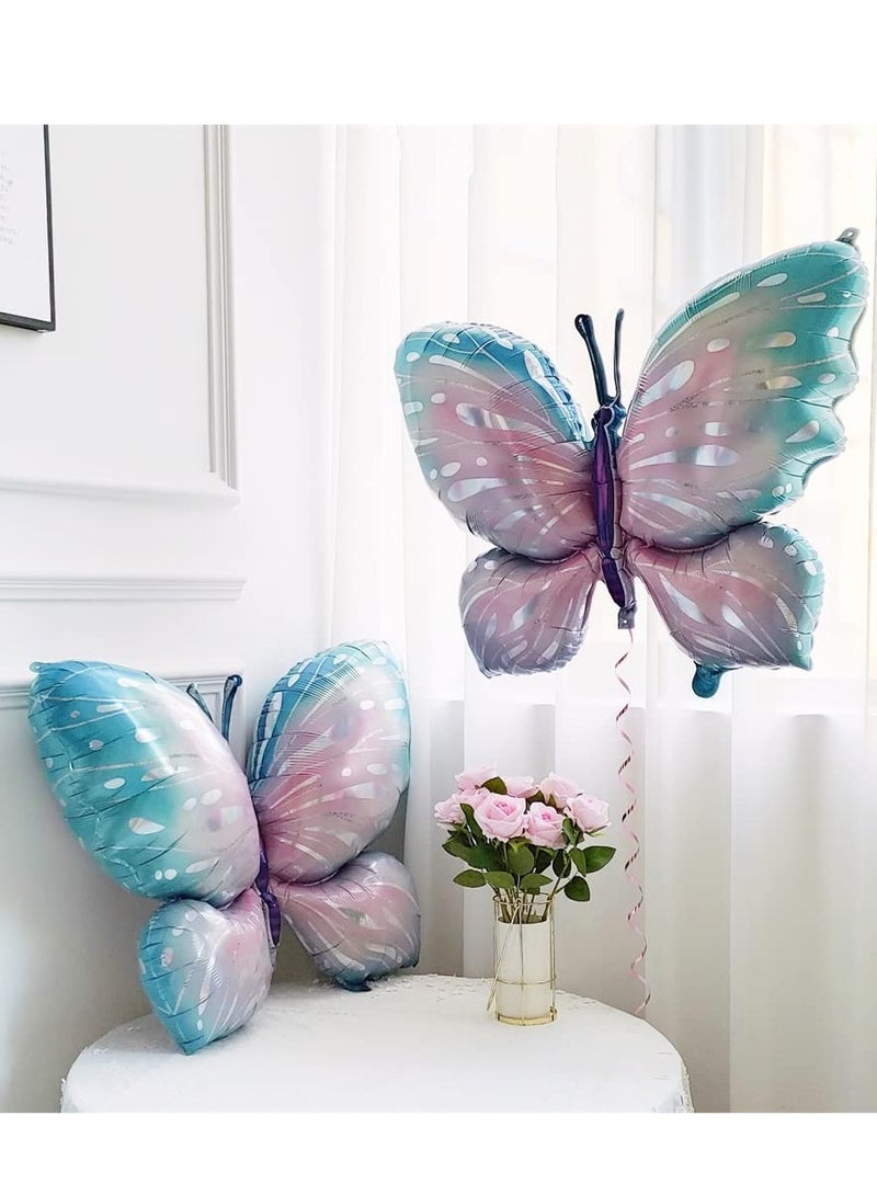 Party 2pcs gradient powder blue large size 74*100cm balloon aluminum foil balloon butterfly theme party wedding birthday party supplies baby shower party ornament butterfly mylar balloon - Image 5