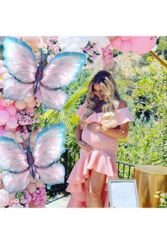 Party 2pcs gradient powder blue large size 74*100cm balloon aluminum foil balloon butterfly theme party wedding birthday party supplies baby shower party ornament butterfly mylar balloon  - Image 3