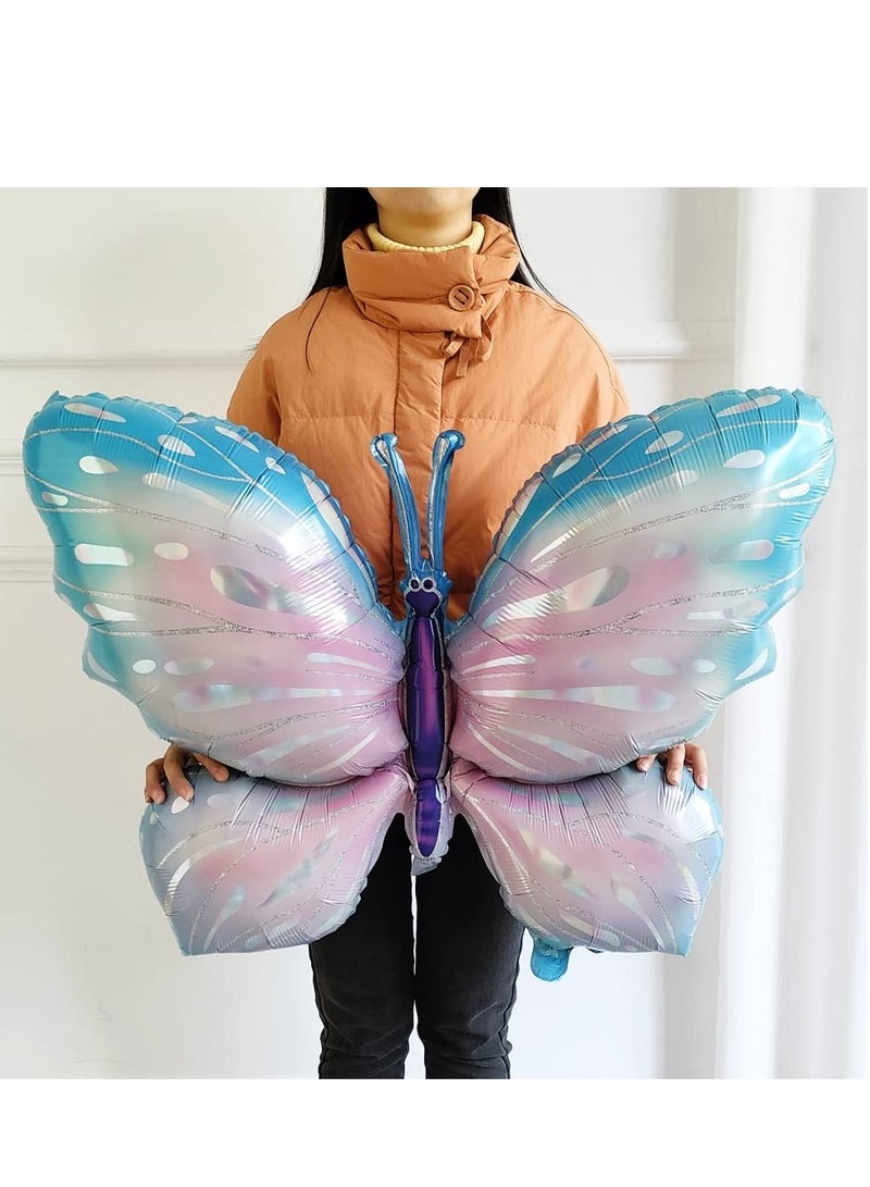 Party 2pcs gradient powder blue large size 74*100cm balloon aluminum foil balloon butterfly theme party wedding birthday party supplies baby shower party ornament butterfly mylar balloon - Image 2