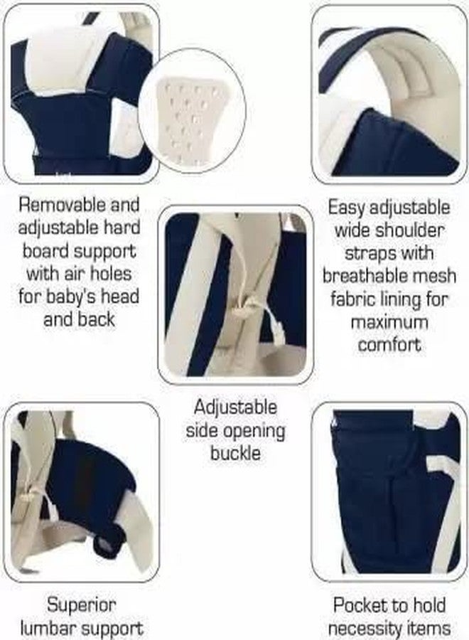 SKMODEL STYLISH Sk Model Stylish 4in1 Baby Carrier Bag for 0 to 3 Year Adjustable Strap Sling Carry for Newborn to Toddler - Lightweight Max Weight 15kg Comfortable Carrying Positions, Multi-Colored (Nevy Blue) - Image 3