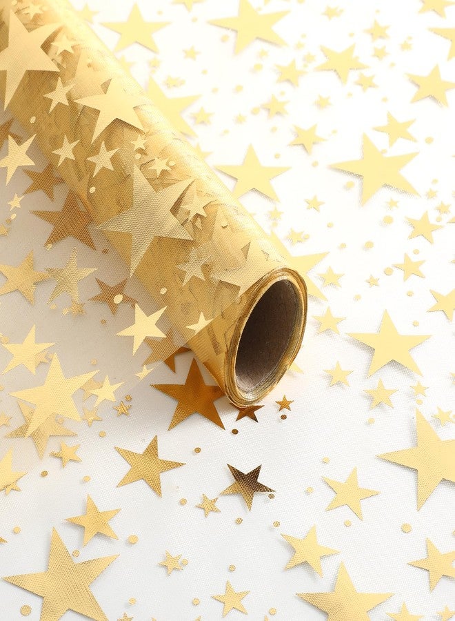 Gtziqa Gold Star Table Runner, 16 Ft Golden Star Sequin Glitter Foil Metallic Foil Thin Mesh Runner Gold Table Decorations Tabletop Centerpiece Decoration for Wedding, Birthday, Christmas, Party, Baby Shower - Image 1
