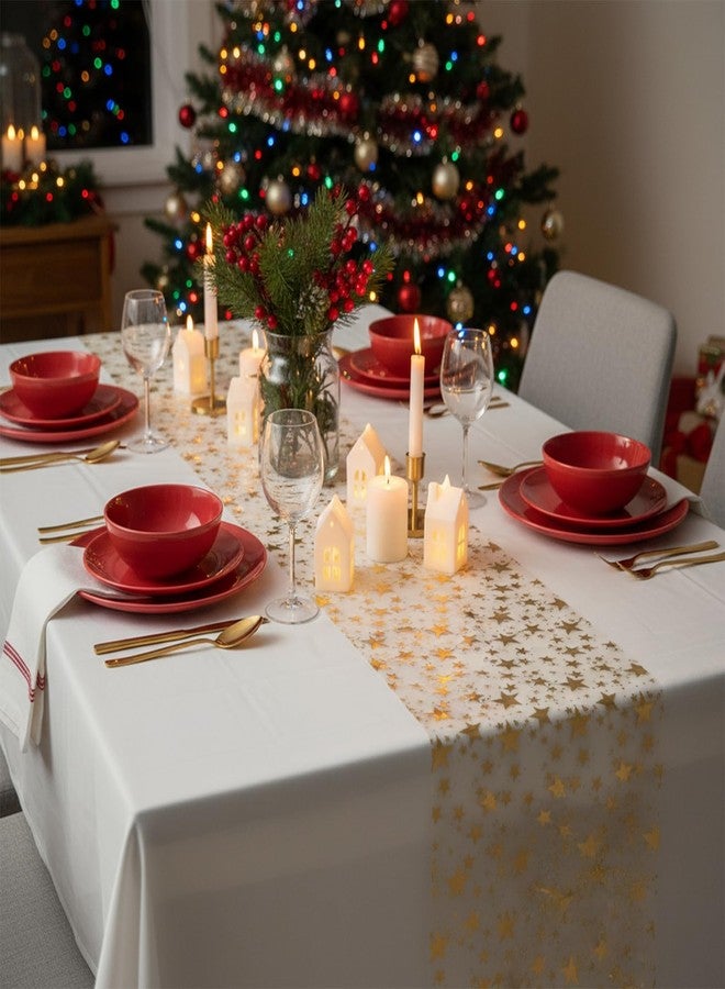 Gtziqa Gold Star Table Runner, 16 Ft Golden Star Sequin Glitter Foil Metallic Foil Thin Mesh Runner Gold Table Decorations Tabletop Centerpiece Decoration for Wedding, Birthday, Christmas, Party, Baby Shower - Image 5